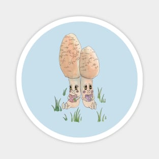 Cute Watercolor Mushroom Reading a Book 6 Magnet